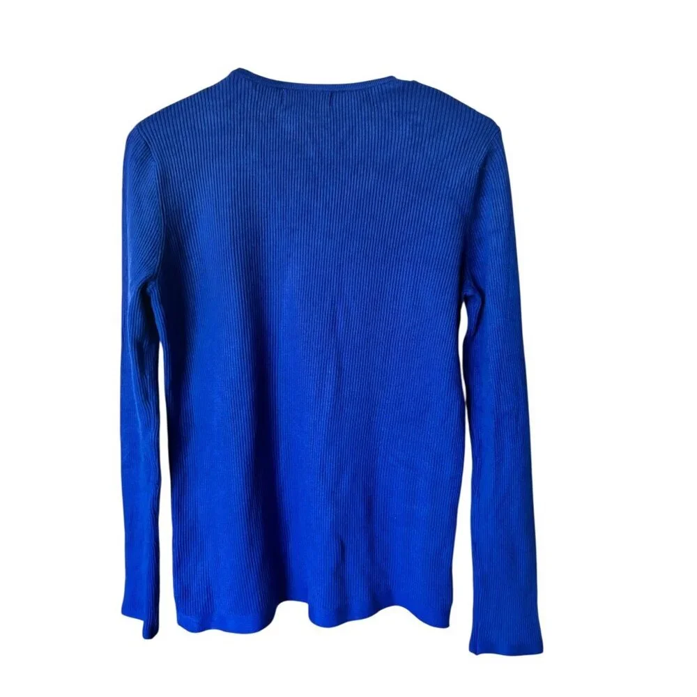 Calvin Klein Women's Royal Blue Full Zip Long Sleeve Top - Picture 3 of 9